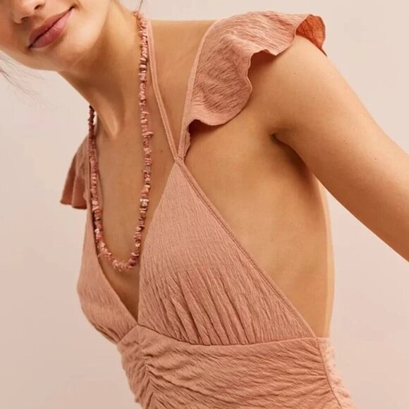 NWT Free People Louisa Strappy Back Tan Maxi Dress - Picture 4 of 5